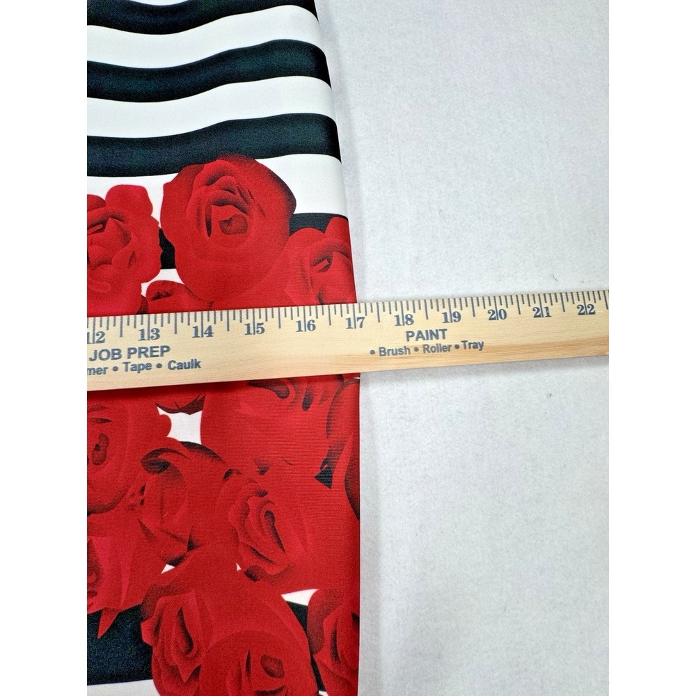 Joseph Ribkoff Pencil Skirt Women 4 Black White Stripe Red Rose Floral Pull On - Picture 10 of 11